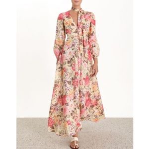 HONOUR PLUNGE LONG FLORAL DRESS